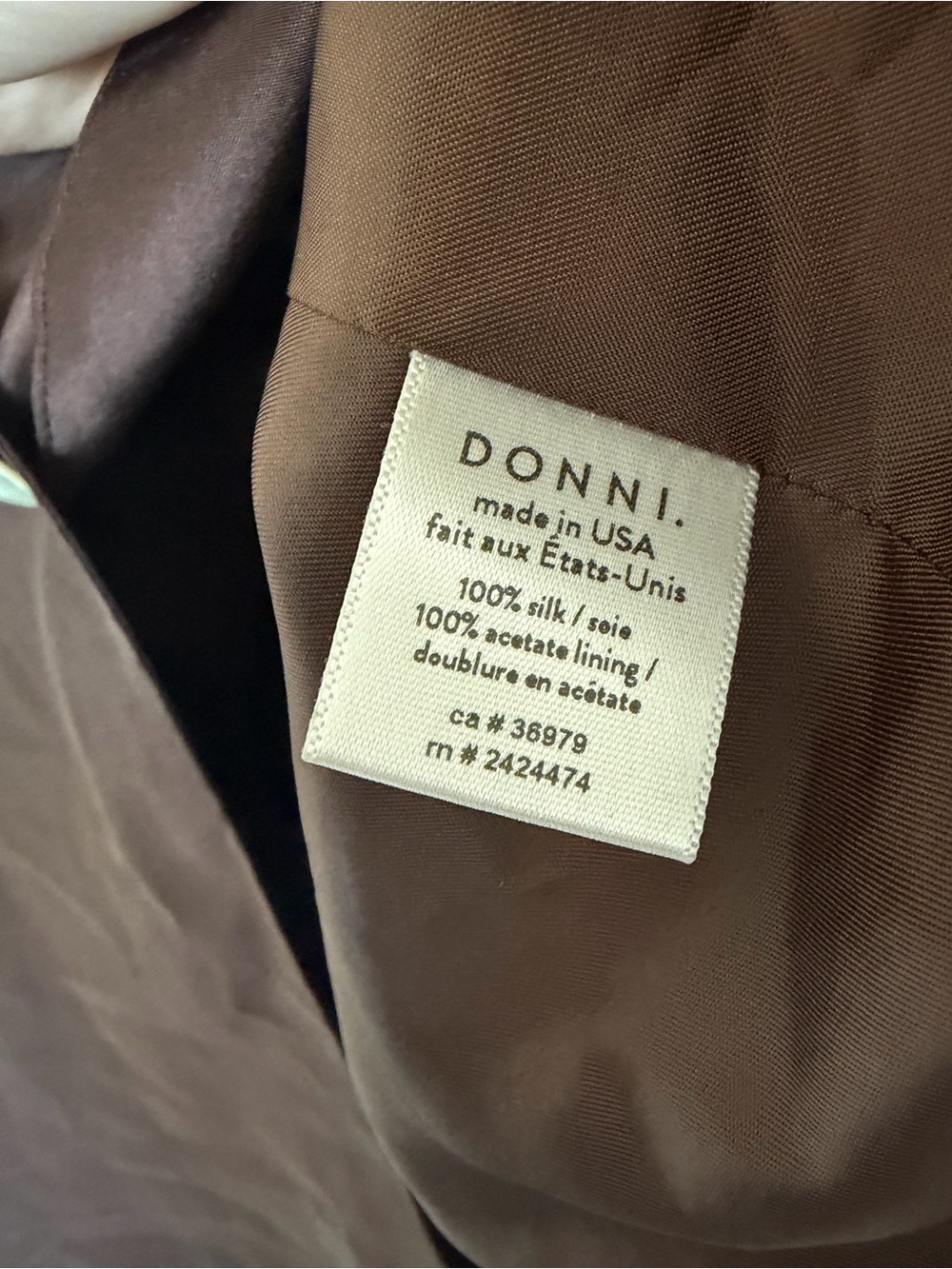 DONNI Brown Silk Taffeta Lady Vest - Picture 9 of 10